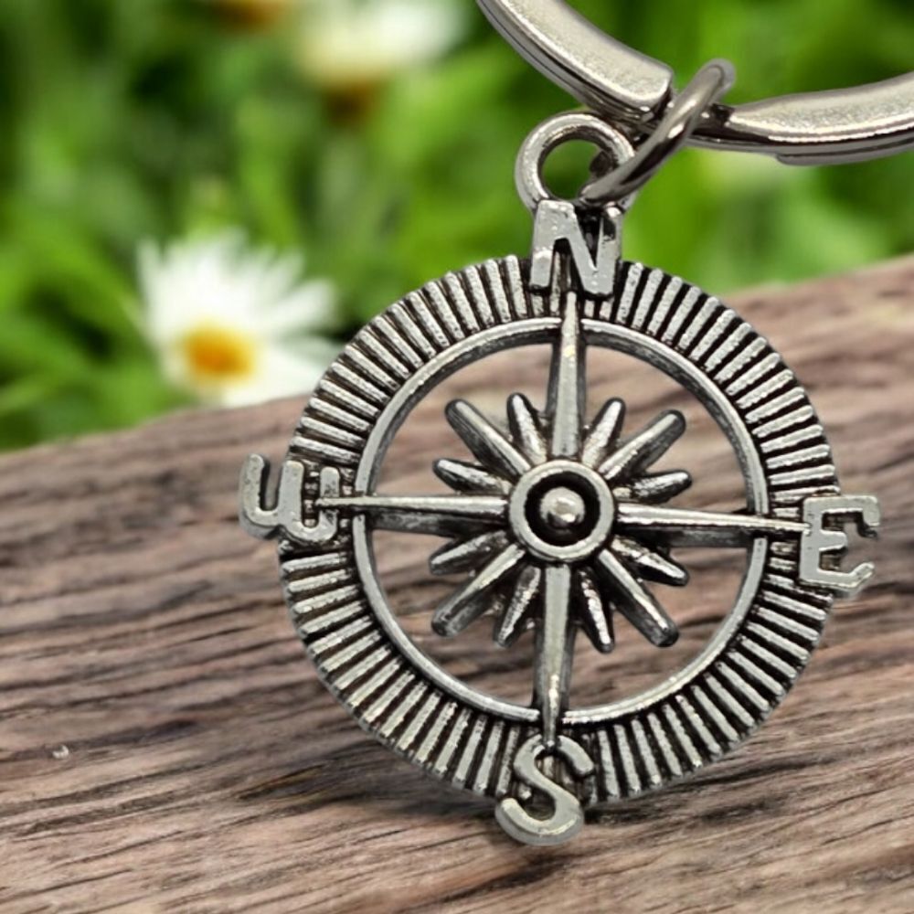 Proverbs 3:6 Stainless Steel Keychain Compass Keyring Inspirational Key Chain - Picture 3 of 5